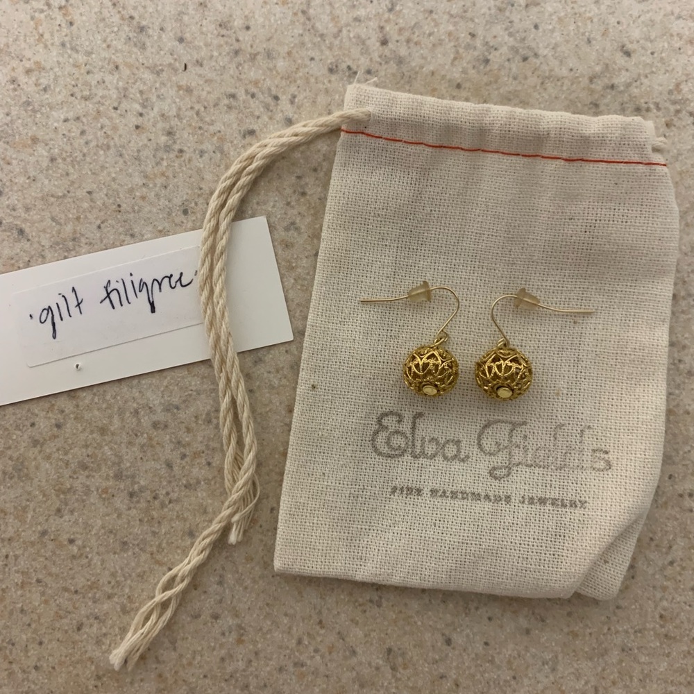 NWT Elva Fields Gilt Gold Filigree Earrings
